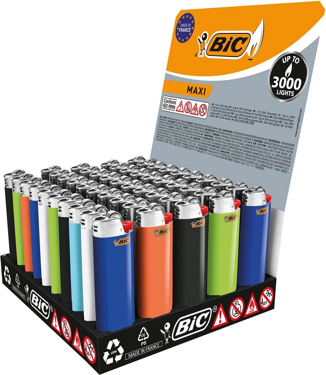 BIC lighter aansteker maxi J26 Display(50stuks) BIC Lighter Aansteker Maxi J26 Display(50stuks) -Barbecue Series Winkel