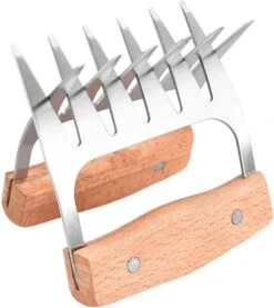 GrillX Luxe Vleesklauwen - Houten Handvat - RVS Meat Claws - Vleesshredder - Pulled Pork, Chicken - BBQ Accesoires