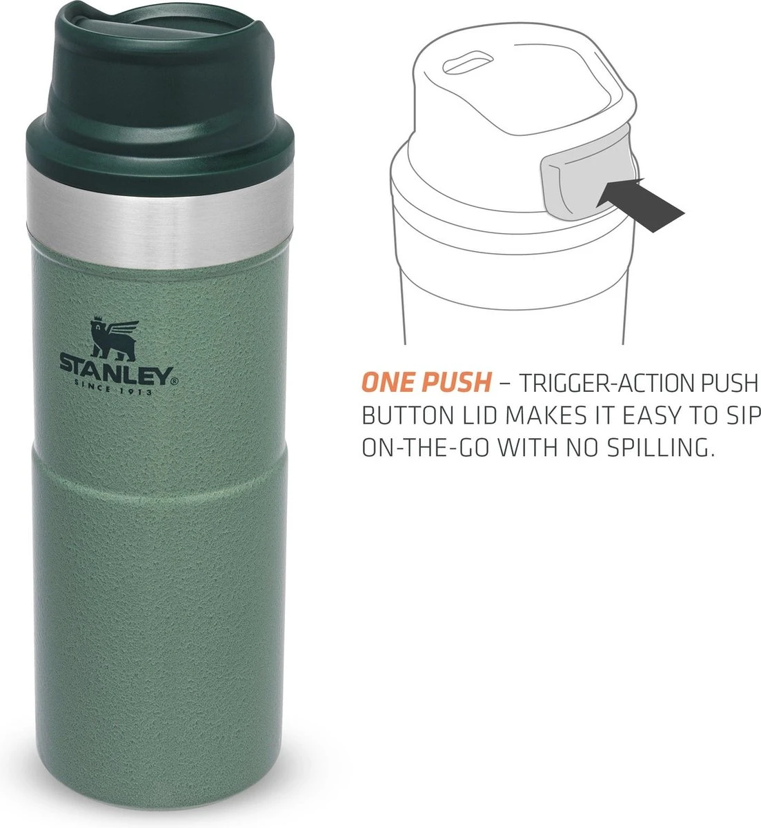 Stanley Trigger-Action Travel Mug 0.35L - thermosfles - Hammertone Green Stanley Trigger-Action Travel Mug 0.35L - Thermosfles - Hammertone Green -Barbecue Series Winkel 1103x1200 3