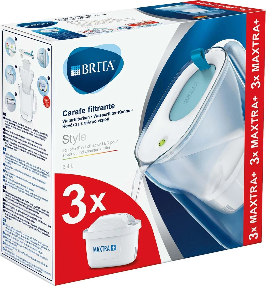 BRITA - Waterfilterkan Style Cool - Blauw - 2,4L + 3 MAXTRA+ Waterfilterpatronen BRITA - Waterfilterkan Style Cool - Blauw - 2,4L + 3 MAXTRA+ Waterfilterpatronen -Barbecue Series Winkel 1115x1200 7