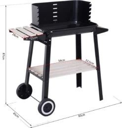 Verrijdbare Barbecue – Houtskool/Briketten - Verstelbare Grillplaat – Houten Tafel – Winscherm – Gewicht 5.9kg -Barbecue Series Winkel 1150x1200 3