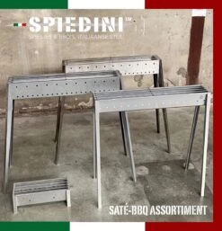 Spiedini Saté-bbq Bali 40 Mini - Kleine, Smalle Houtskoolbarbecue Met Horizontaal Rooster Voor Sate Of Andere Spiesjes - 40 Cm Lang, 11 Cm Breed, 14 Cm Hoog - Ideaal Voor Tuin- Of Open Haard, Of Balkon - Materiaal: Gealuminiseerd Ijzer -Barbecue Series Winkel 1153x1200 3