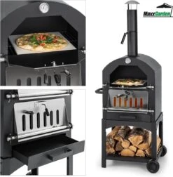 MaxxGarden Pizza Oven Buiten - Houtskool – Incl. Pizzasteen - 45x65x158cm -Barbecue Series Winkel 1175x1200