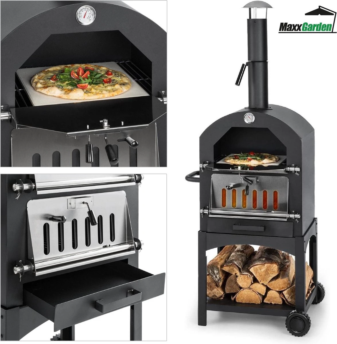 MaxxGarden Pizza oven - Smoker barbecue op hout, houtskool of pellets - 45 x 65 x 158cm MaxxGarden Pizza Oven - Smoker Barbecue Op Hout, Houtskool Of Pellets - 45 X 65 X 158cm -Barbecue Series Winkel 1175x1200 3