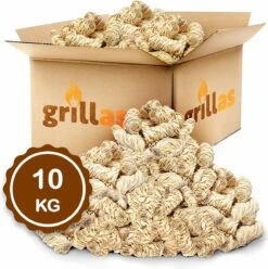 Aanmaakkrullen Voor BBQ Of Kachel | 10kg ECO FSC Gecertificeerd Aanmaakhout Barbecue - Biologisch En Duurzaam Aanmaakwokkels - Houtwol Wokkels - Barbeque Aansteker - Aanmaakblokjes - Accessoires - Ongeveer 800krullen -Barbecue Series Winkel 1195x1200