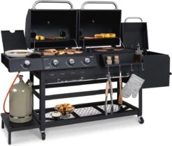 Klarstein Kingsville Double Barbecue - Houtskool- En Gasbarbecue - Smoker BBQ - Inclusief Deksels En Thermometer - Met 2 Roosters - Zwart 10 Klarstein Kingsville Double Barbecue - Houtskool- En Gasbarbecue - Smoker BBQ - Inclusief Deksels En Thermometer - Met 2 Roosters - Zwart -Barbecue Series Winkel 1200x1020 1