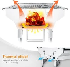 Uten - Houtskoolbarbecue - Opvouwbare Barbecue - Houtskoolbarbecues - Draagbare Camping Barbecue - 430 Roestvrij Staal Grill BBQ - 5-10 Persoon Tuin Buitenfeest - Zilver -Barbecue Series Winkel 1200x1152