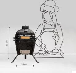 BluMill Kamado BBQ Egg - Kamado 13 Inch - Incl. Vlees Thermometer - Houtskoolbarbecues - Zwart - Ø 27cm -Barbecue Series Winkel 1200x1156 2