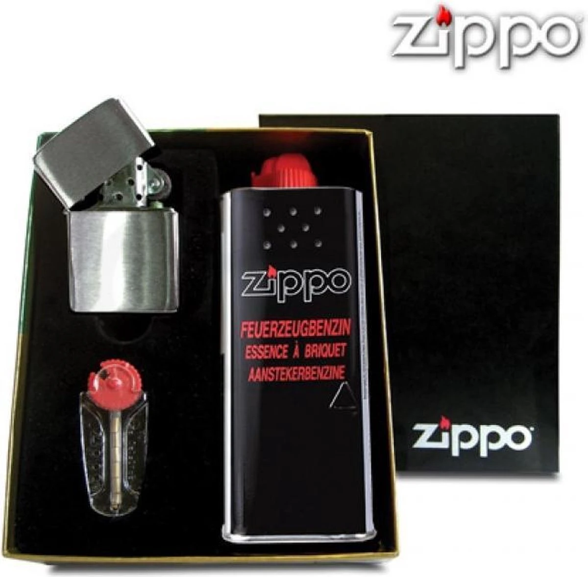 Zippo Brushed Chrome Aansteker, Benzine en Flints Gift Set Zippo Brushed Chrome Aansteker, Benzine En Flints Gift Set -Barbecue Series Winkel