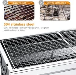 Uten - Houtskoolbarbecue - Opvouwbare Barbecue - Houtskoolbarbecues - Draagbare Camping Barbecue - 430 Roestvrij Staal Grill BBQ - 5-10 Persoon Tuin Buitenfeest - Zilver -Barbecue Series Winkel 1200x1184 4