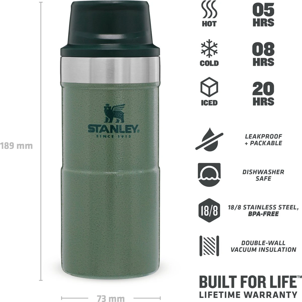 Stanley Trigger-Action Travel Mug 0.35L - thermosfles - Hammertone Green Stanley Trigger-Action Travel Mug 0.35L - Thermosfles - Hammertone Green -Barbecue Series Winkel 1200x1198 11