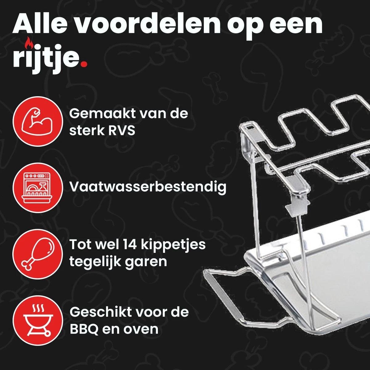 GrillX Kippenvleugelhouder - Kiphouder voor BBQ & Oven - RVS - BBQ Accesoires GrillX Kippenvleugelhouder - Kiphouder Voor BBQ & Oven - RVS - BBQ Accesoires -Barbecue Series Winkel 1200x1200 234