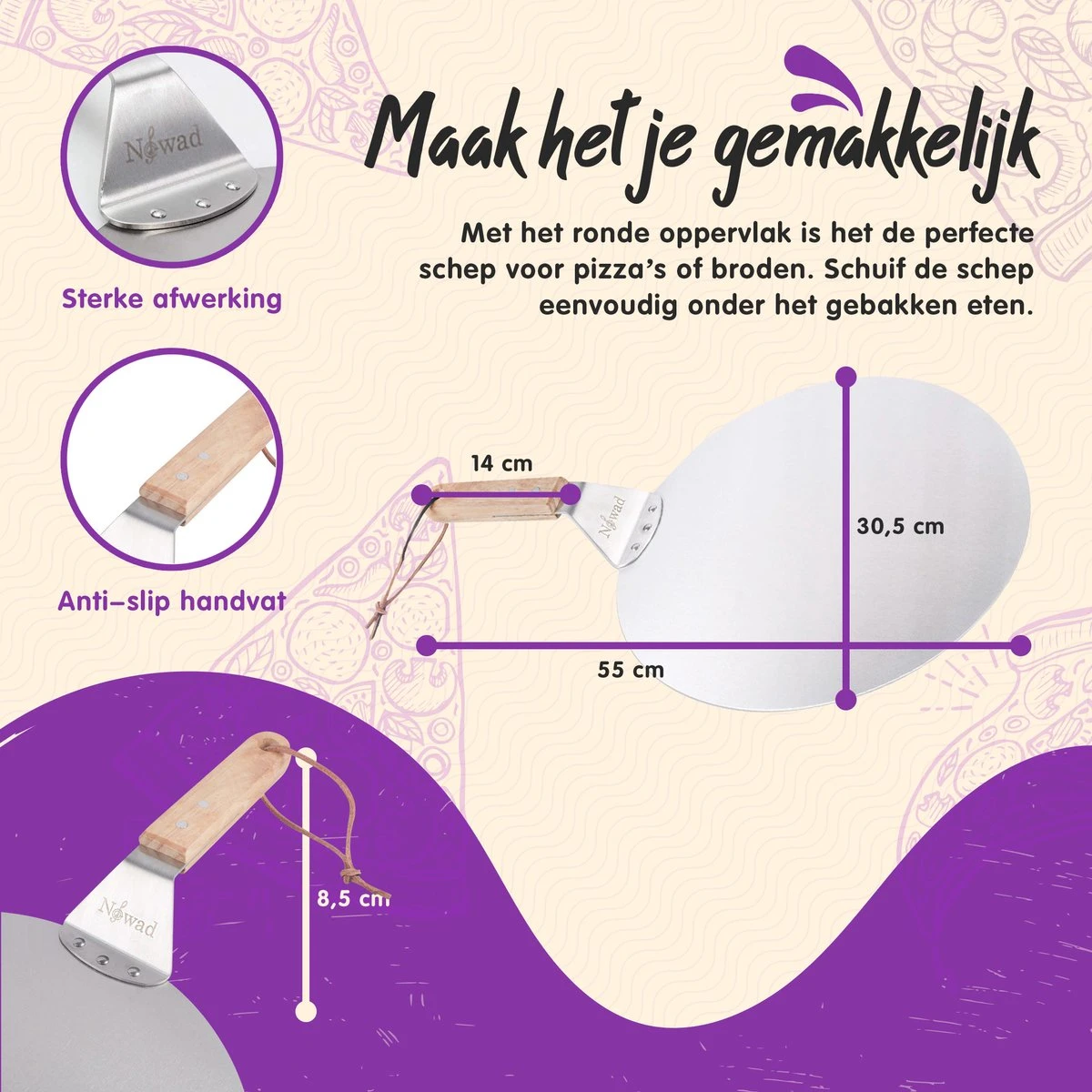 Nowad Pizzaschep RVS Rond Voor BBQ En Oven - 30,5 cm - Pizzaspatel - Taartschep - Houten Handvat - Ophangbaar - Rond - Vaatwasbestendig - Keukenaccessoires Nowad Pizzaschep RVS Rond Voor BBQ En Oven - 30,5 Cm - Pizzaspatel - Taartschep - Houten Handvat - Ophangbaar - Rond - Vaatwasbestendig - Keukenaccessoires -Barbecue Series Winkel 1200x1200 260