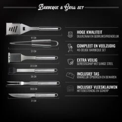 Mountain Jack® 40-Delige Luxe BBQ Grill Accessoires Set In Roestvrij Staal – Barbecue Gereedschap – Tangenset, Vlees Thermometer, Vleestang, Borstel, Spiezen, Vleesmes, Vleesvork 2 Mountain Jack® 40-Delige Luxe BBQ Grill Accessoires Set In Roestvrij Staal – Barbecue Gereedschap – Tangenset, Vlees Thermometer, Vleestang, Borstel, Spiezen, Vleesmes, Vleesvork -Barbecue Series Winkel 1200x1200 267