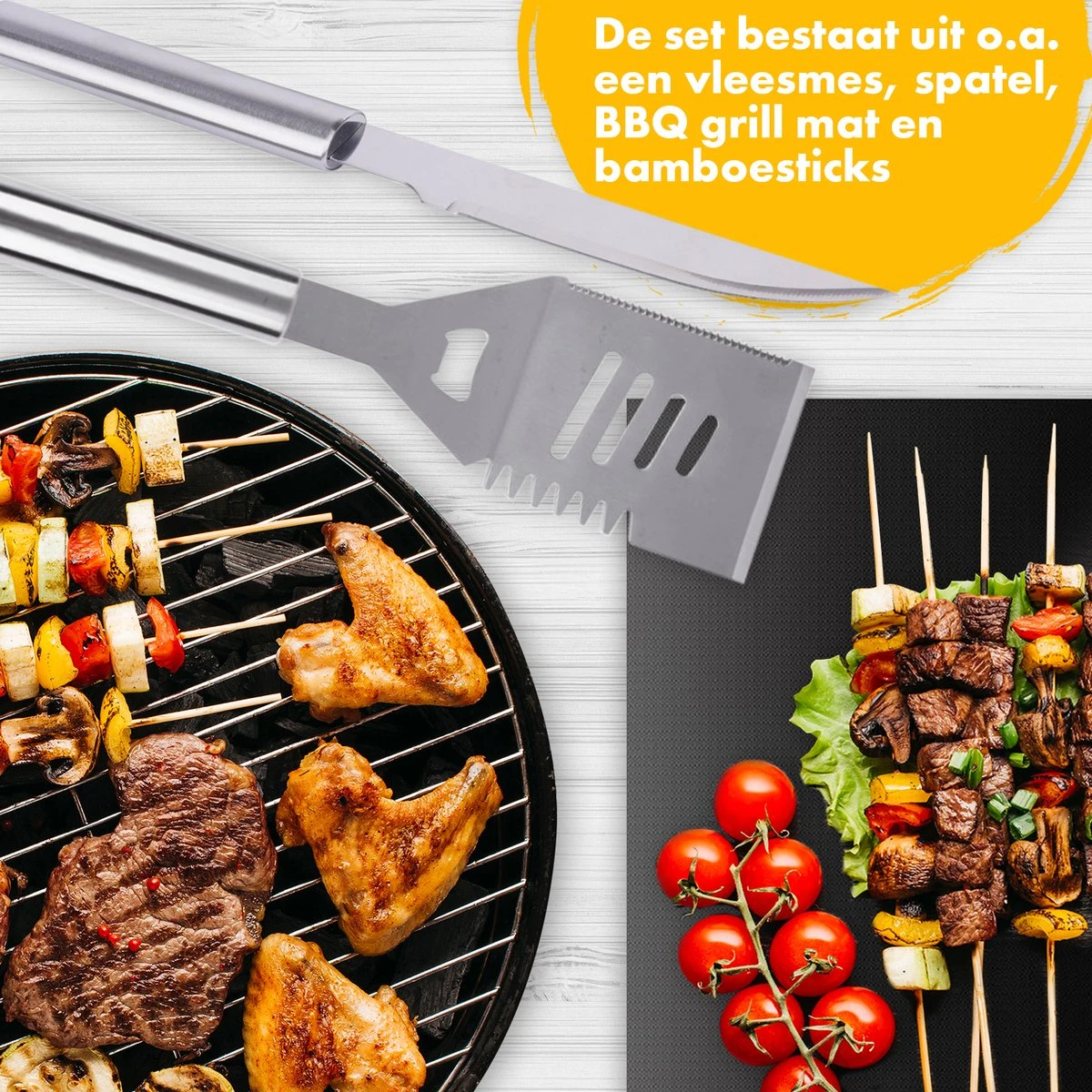 BBQ Accesoires Set Gereedschap Tang Borstel Barbecue Kookgerei - 10 delig BBQ Accesoires Set Gereedschap Tang Borstel Barbecue Kookgerei - 10 Delig -Barbecue Series Winkel 1200x1200 290