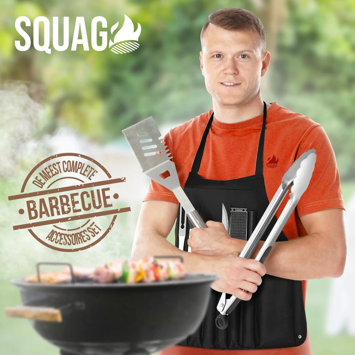 Squago BBQ accesoires XXL Set met Schort - Gereedschap - Gereedschapset Tang Borstel Mat Squago BBQ Accesoires XXL Set Met Schort - Gereedschap - Gereedschapset Tang Borstel Mat -Barbecue Series Winkel 1200x1200 3