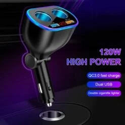 Auto Sigarettenaansteker Splitter - Losse Oplader - USB 2.0 A/USB 3.0 A 2 Poorten - Zwart - Snellader - Splitter - Auto Lader USB -Barbecue Series Winkel 1200x1200 50
