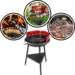 Houtskoolbarbecue Ø33 Cm | Verstelbare Grill BBQ | Halfopen | Zwart / Rood -Barbecue Series Winkel 1200x1200 580