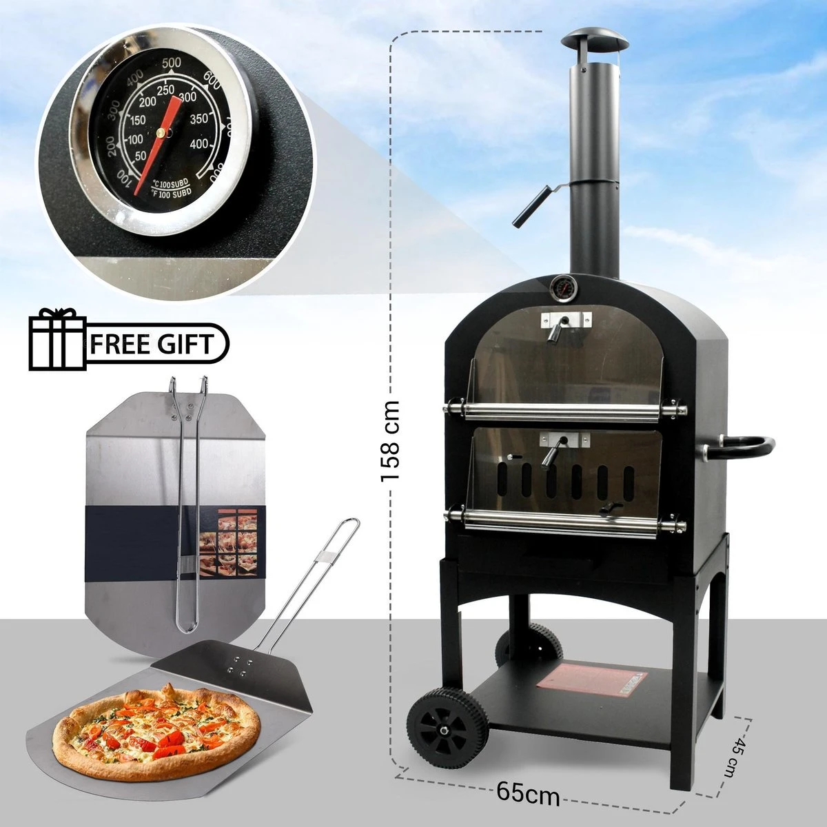 MaxxGarden Pizza oven - Smoker barbecue op hout, houtskool of pellets - 45 x 65 x 158cm MaxxGarden Pizza Oven - Smoker Barbecue Op Hout, Houtskool Of Pellets - 45 X 65 X 158cm -Barbecue Series Winkel 1200x1200 665