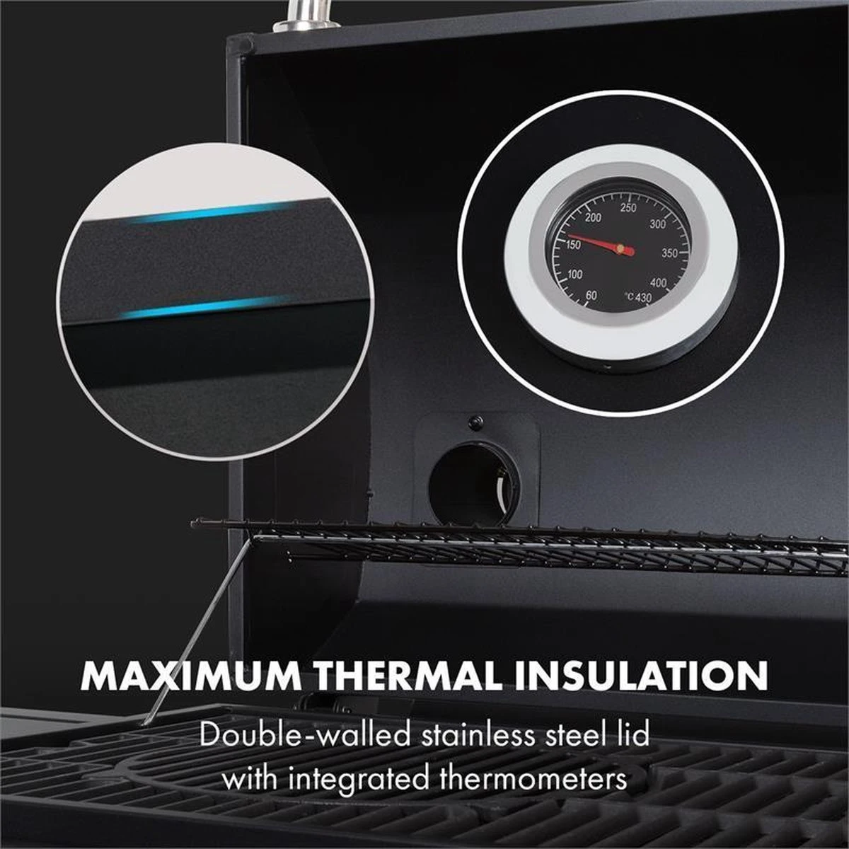 Klarstein Kingsville Double barbecue - Houtskool- en gasbarbecue - Smoker BBQ - Inclusief deksels en thermometer - Met 2 roosters - Zwart Klarstein Kingsville Double Barbecue - Houtskool- En Gasbarbecue - Smoker BBQ - Inclusief Deksels En Thermometer - Met 2 Roosters - Zwart -Barbecue Series Winkel 1200x1200 725