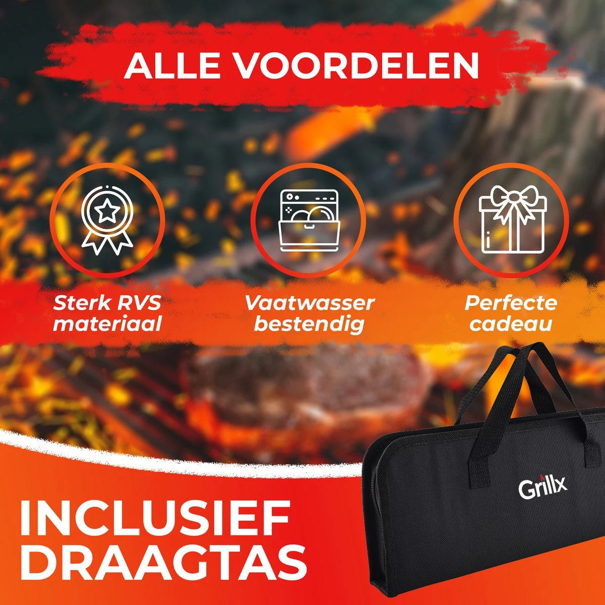 GrillX Barbecue Gereedschap Set - 19-delig - Inclusief Luxe Draagtas - BBQ Accesoires - Gereedschapset GrillX Barbecue Gereedschap Set - 19-delig - Inclusief Luxe Draagtas - BBQ Accesoires - Gereedschapset -Barbecue Series Winkel 1200x1200 80