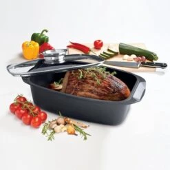 Alpina - Braadslede - Braadpan - Met Glazen Deksel - Aromaknop - 5,5 Liter - Zwart -Barbecue Series Winkel 1200x1200 821