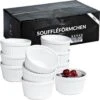Chefarone Mini Ronde Ovenschalen - Mini Vormpjes Set Van 10 - Bakvormen Keramiek 200 ML - Crème Brulée Schaaltje - Wit