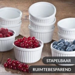 Chefarone Mini Ronde Ovenschalen - Mini Vormpjes Set Van 10 - Bakvormen Keramiek 200 ML - Crème Brulée Schaaltje - Wit -Barbecue Series Winkel 1200x1200 832