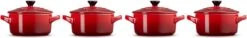 Le Creuset Aardewerken Mini Pannetjes Set Van 4 Stuks Kersenrood -Barbecue Series Winkel 1200x184