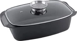 Alpina - Braadslede - Braadpan - Met Glazen Deksel - Aromaknop - 5,5 Liter - Zwart -Barbecue Series Winkel 1200x647