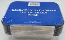 Aluminium Bakken Met Karton Deksel 25 Stuks 911 Ml 13.6cmx20cmx 5.6cm