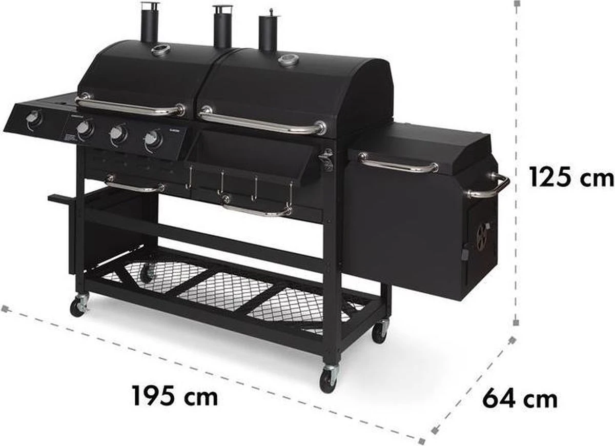 Klarstein Kingsville Double barbecue - Houtskool- en gasbarbecue - Smoker BBQ - Inclusief deksels en thermometer - Met 2 roosters - Zwart Klarstein Kingsville Double Barbecue - Houtskool- En Gasbarbecue - Smoker BBQ - Inclusief Deksels En Thermometer - Met 2 Roosters - Zwart -Barbecue Series Winkel 1200x870 3