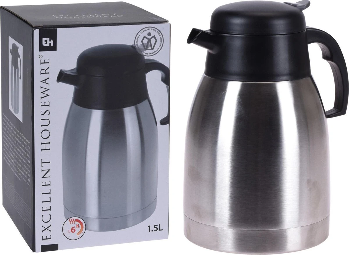 1x Koffie/thee thermoskan RVS 1500 ml - Isoleerkannen voor warme / koude dranken Excellent Houseware 1x Koffie/thee Thermoskan RVS 1500 Ml - Isoleerkannen Voor Warme / Koude Dranken -Barbecue Series Winkel 1200x878 2