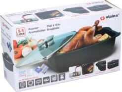 Alpina - Braadslede - Braadpan - Met Glazen Deksel - Aromaknop - 5,5 Liter - Zwart -Barbecue Series Winkel 1200x904