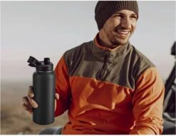 Thermosfles - Onyx Black - 1 Liter - Extra Dop Met Rietje & Drinktuit - Thermosflessen - Isoleerfles - BPA Vrij - Lekvrij - Thermoskan - Isoleerbeker - Thermosbeker -Barbecue Series Winkel 1200x926