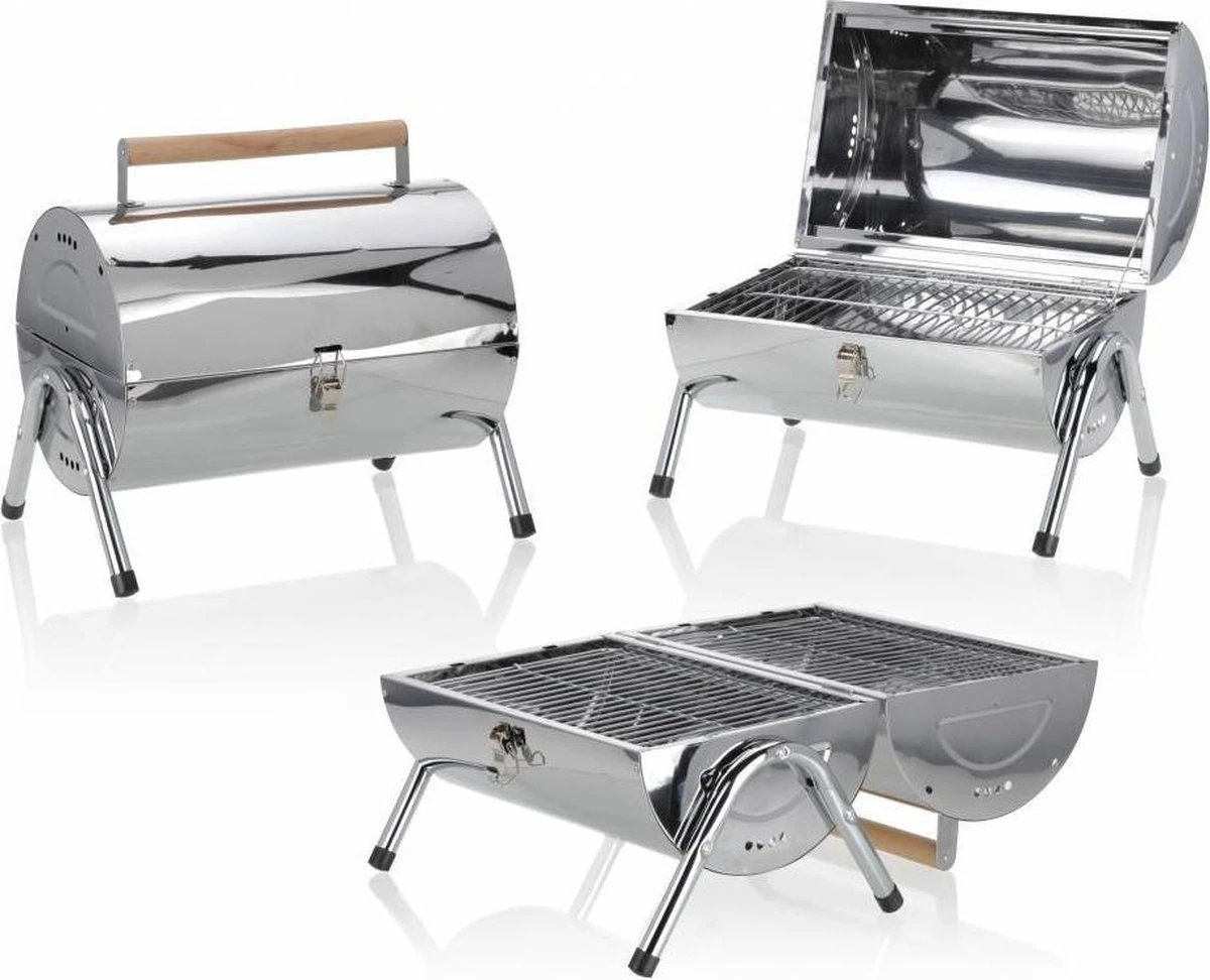 BBQ Collection Houtskoolbarbecue - Cilinder - Chroom BBQ Collection Houtskoolbarbecue - Cilinder - Chroom -Barbecue Series Winkel