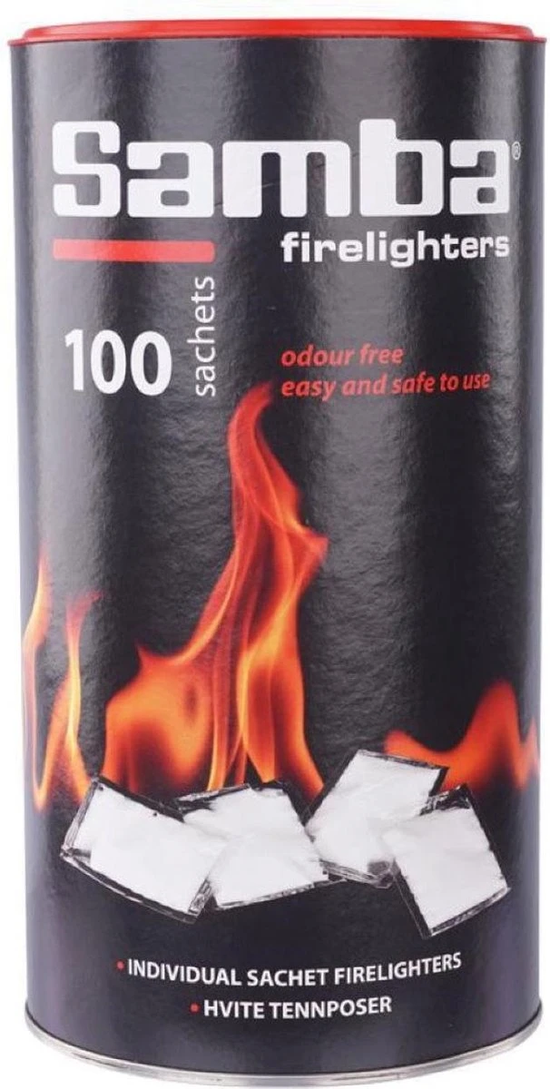 Samba Aanmaakzakjes Openhaard - 100 stuks in Koker Samba Aanmaakzakjes Openhaard - 100 Stuks In Koker -Barbecue Series Winkel