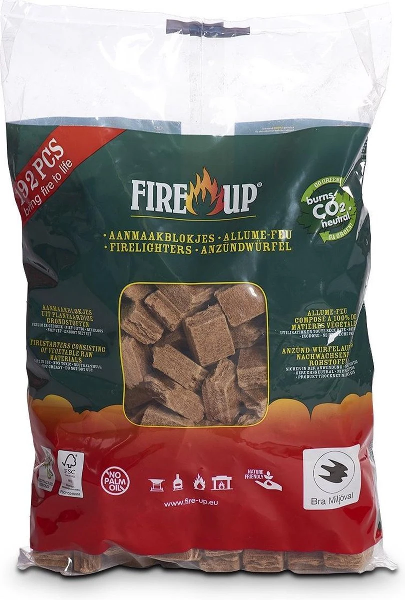 Fire-Up Aanmaakblokjes zak a 192 stuks Fire-Up Aanmaakblokjes Zak A 192 Stuks -Barbecue Series Winkel