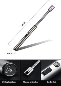 Oplaadbare Lange Elektrische Aansteker Buigbaar - Buigbare Aansteker - Duurzame Plasma Aansteker - Inclusief Cadeauverpakking - BBQ – Kaarsen – Zilver -Barbecue Series Winkel 856x1200