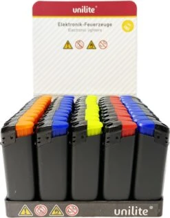 Klik Aanstekers 50 Stuks In Tray Navulbaar - Vio Deal Electronic Aansteker - Unilite Lighters